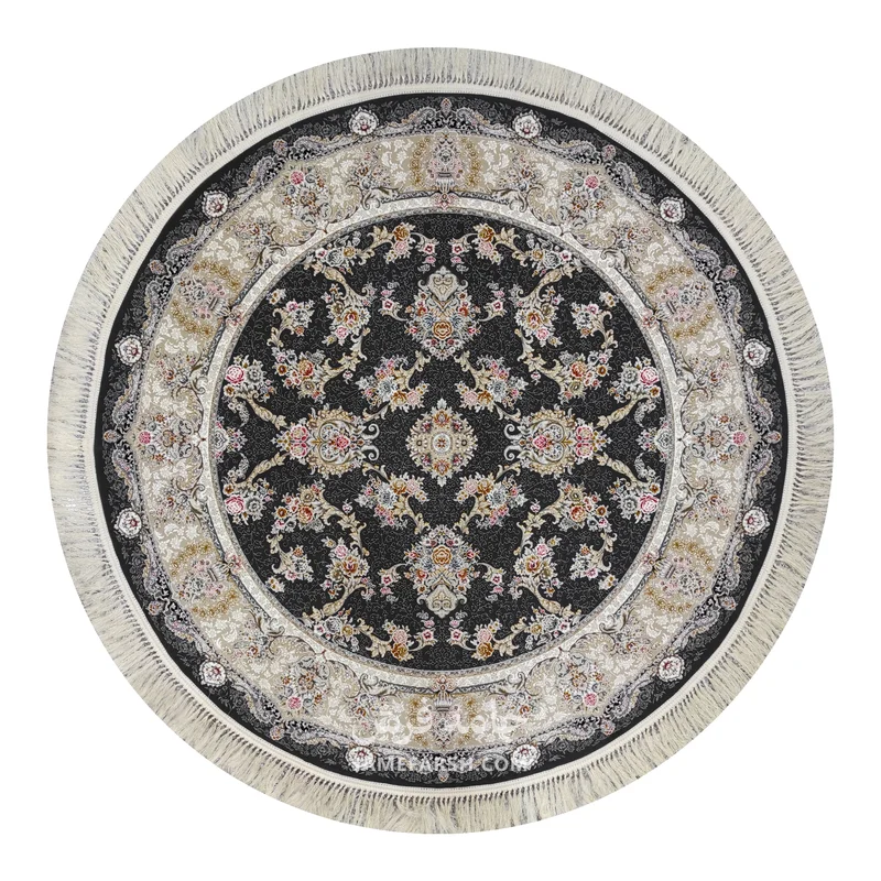 فرش مشهد افشان کد 803606 - رنگ زغال سنگی - عکس شماره 1