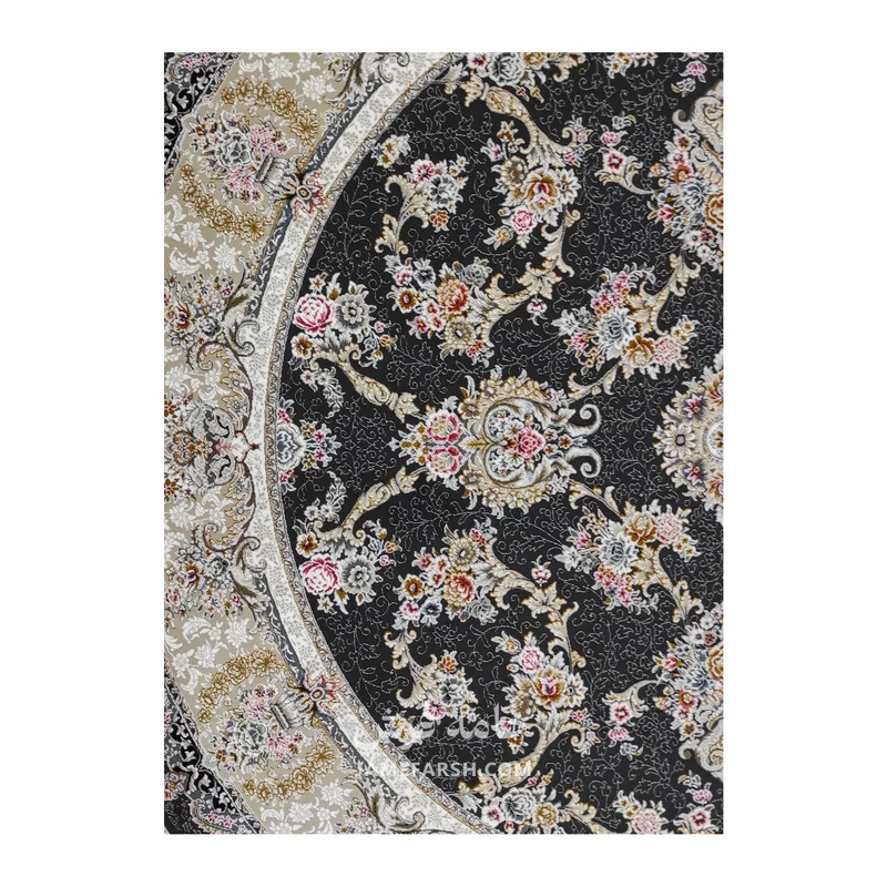 فرش مشهد افشان کد 803606 - رنگ زغال سنگی - عکس شماره 5