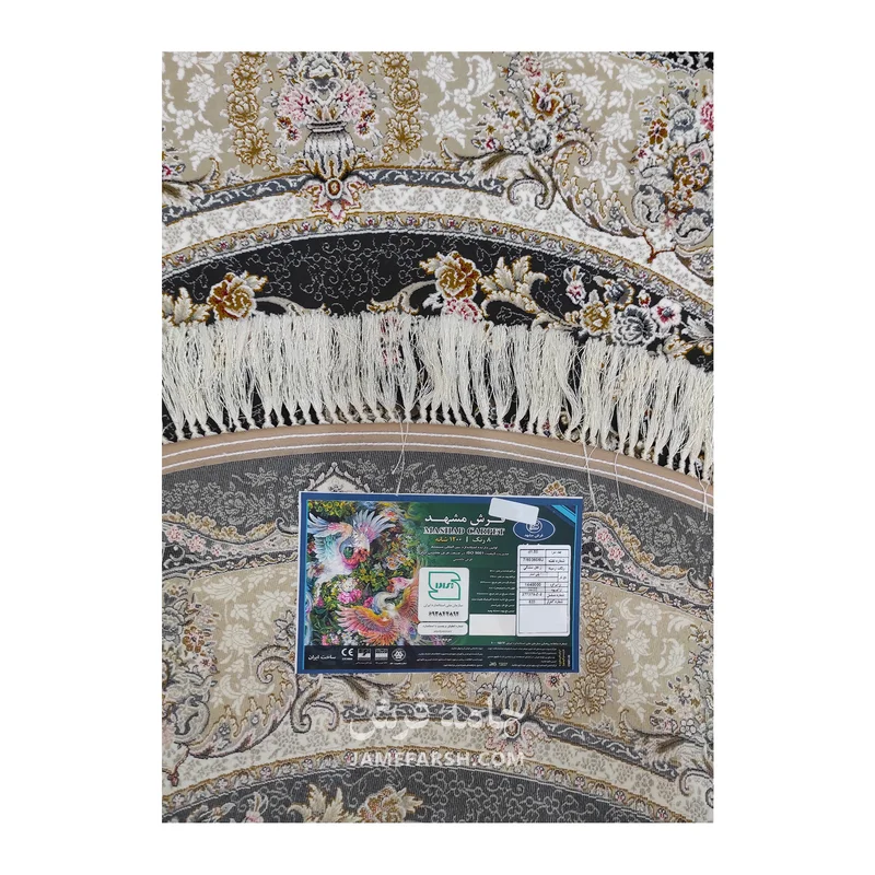 فرش مشهد افشان کد 803606 - رنگ زغال سنگی - عکس شماره 6