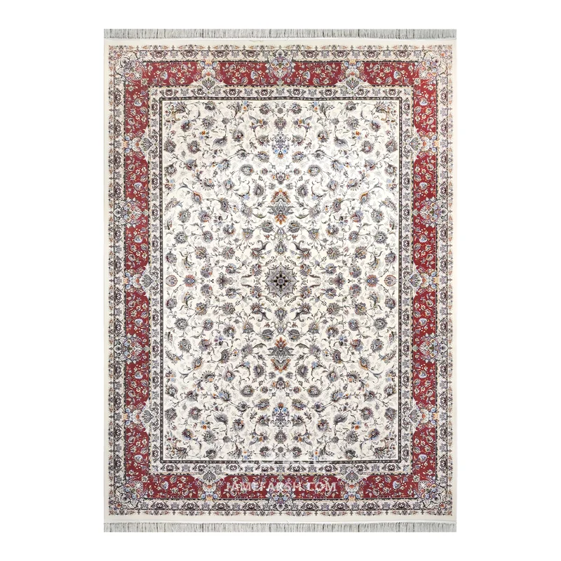 فرش مشهد افشان کد 815059 - رنگ کرم - عکس شماره 1