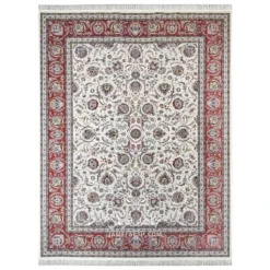 فرش مشهد افشان کد 815084 - رنگ کرم - عکس شماره 1