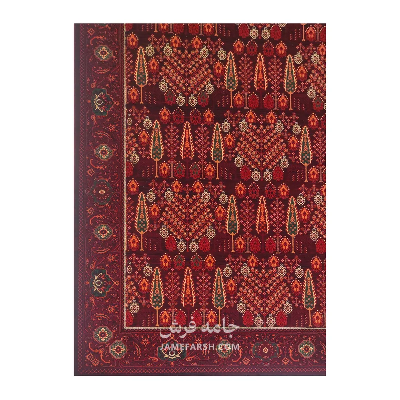 فرش مشهد درختی کد 871374 - رنگ عنابی - عکس شماره 5