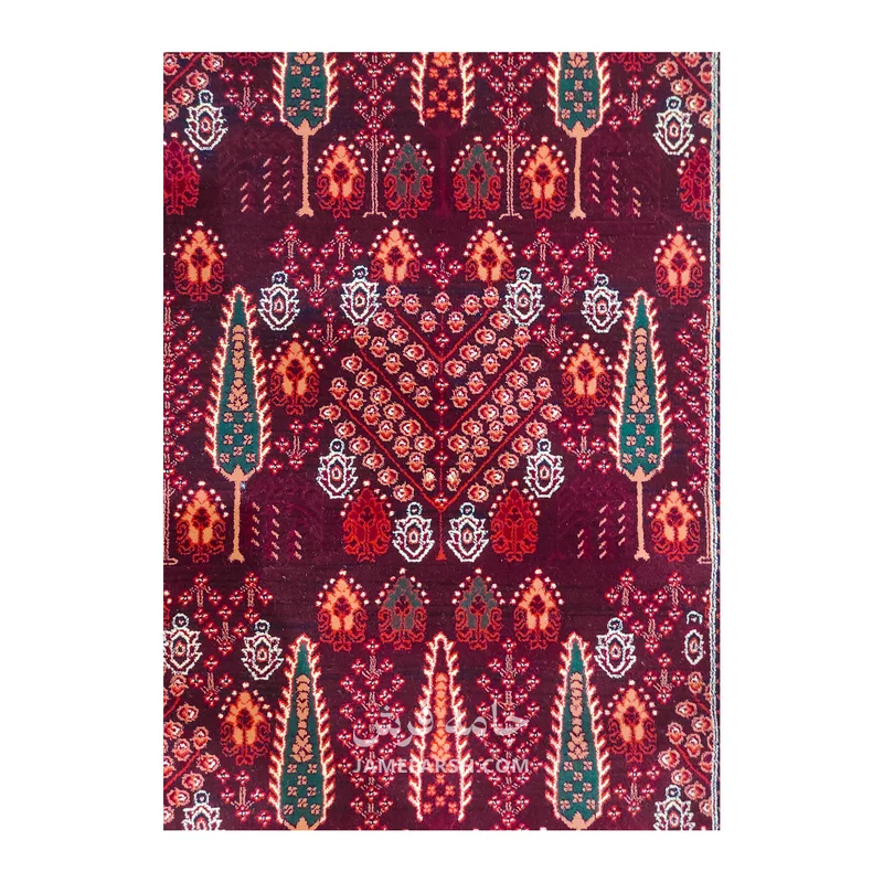 فرش مشهد درختی کد 871374 - رنگ عنابی - عکس شماره 8