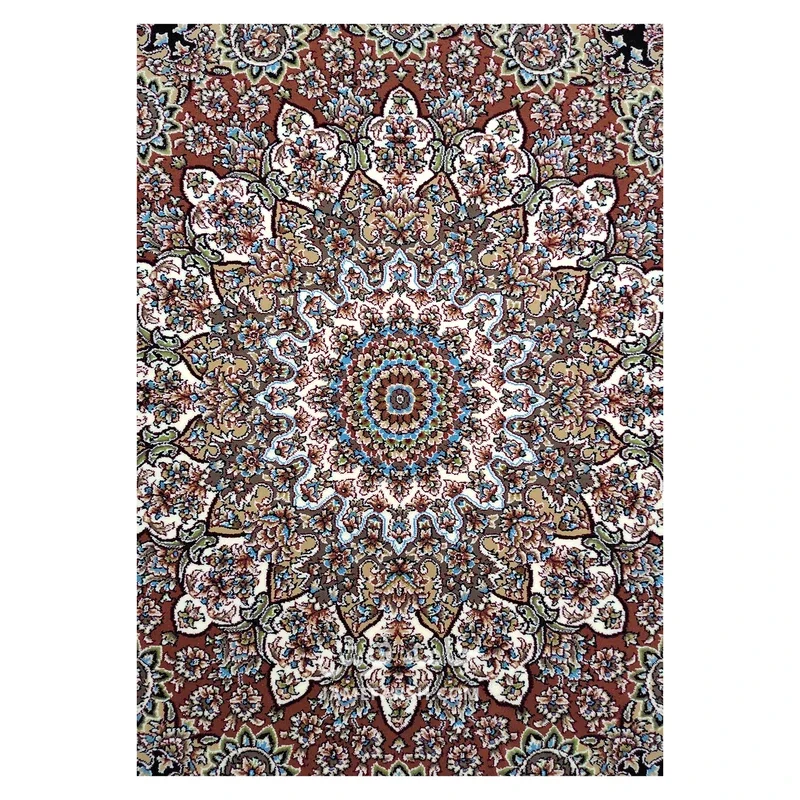 فرش توس مشهد لچک ترنج کد گل نرگس - رنگ سرمه ای - عکس شماره 3