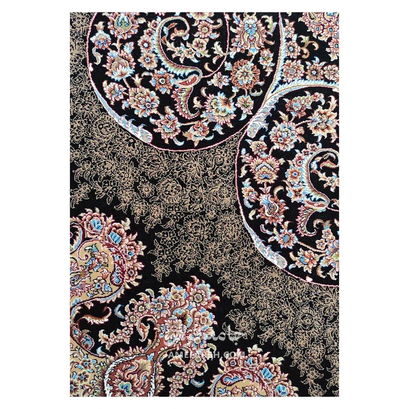 فرش توس مشهد لچک ترنج کد گل نرگس - رنگ سرمه ای - عکس شماره 4