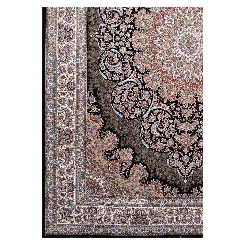 فرش توس مشهد لچک ترنج کد گل نرگس - رنگ سرمه ای - عکس شماره 7