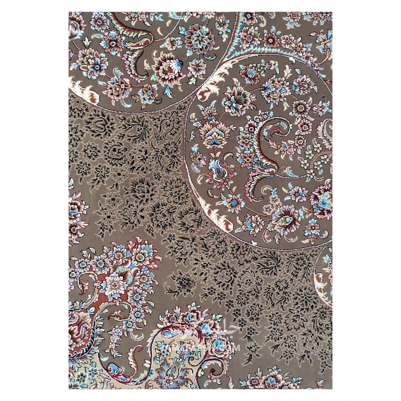 فرش توس مشهد لچک ترنج کد گل نرگس - رنگ گردوئی - عکس شماره 4