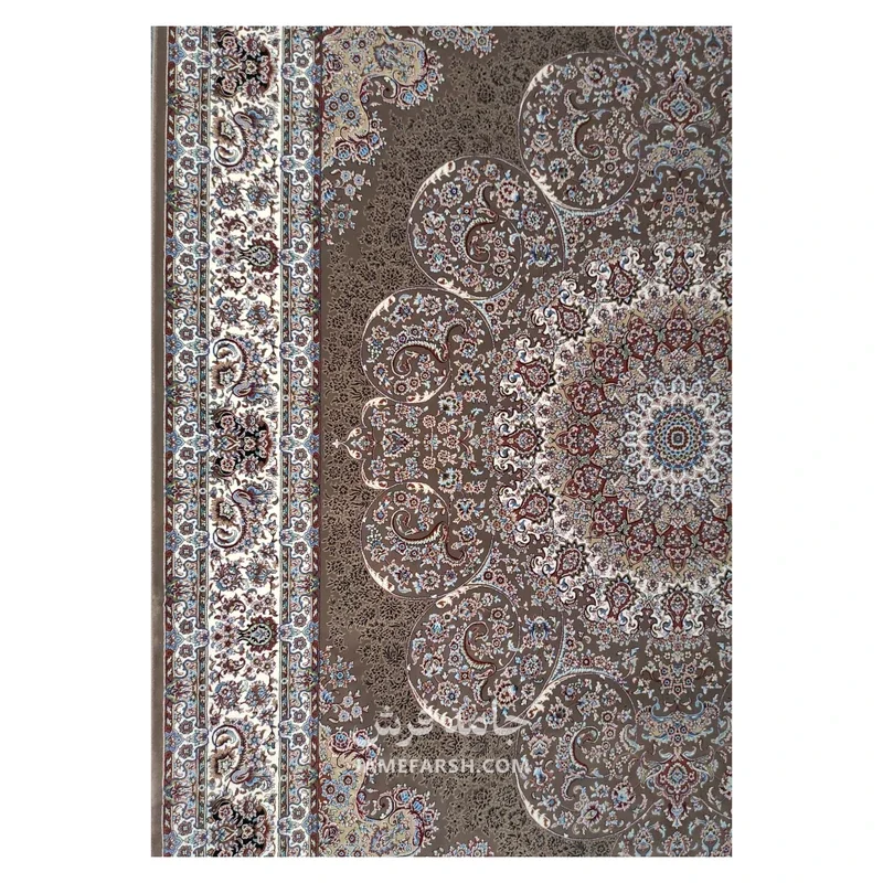 فرش توس مشهد لچک ترنج کد گل نرگس - رنگ گردوئی - عکس شماره 6