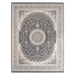 فرش توس مشهد لچک ترنج کد 1503 - رنگ دودی - عکس شماره 1