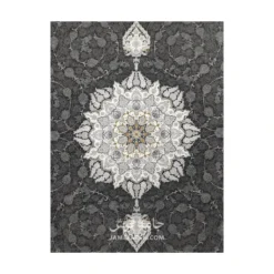 فرش مشهد مدرن کد 806001 - رنگ زغال سنگی - عکس شماره 2