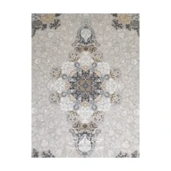 فرش مشهد لچک ترنج کد 806002 - رنگ نقره ای - عکس شماره 2