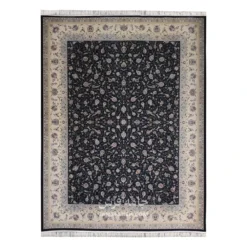 فرش مشهد افشان کد 814004 - رنگ آبی کاربنی - عکس شماره 1