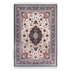 فرش توس مشهد لچک ترنج کد رزا - رنگ کرم - عکس شماره 1